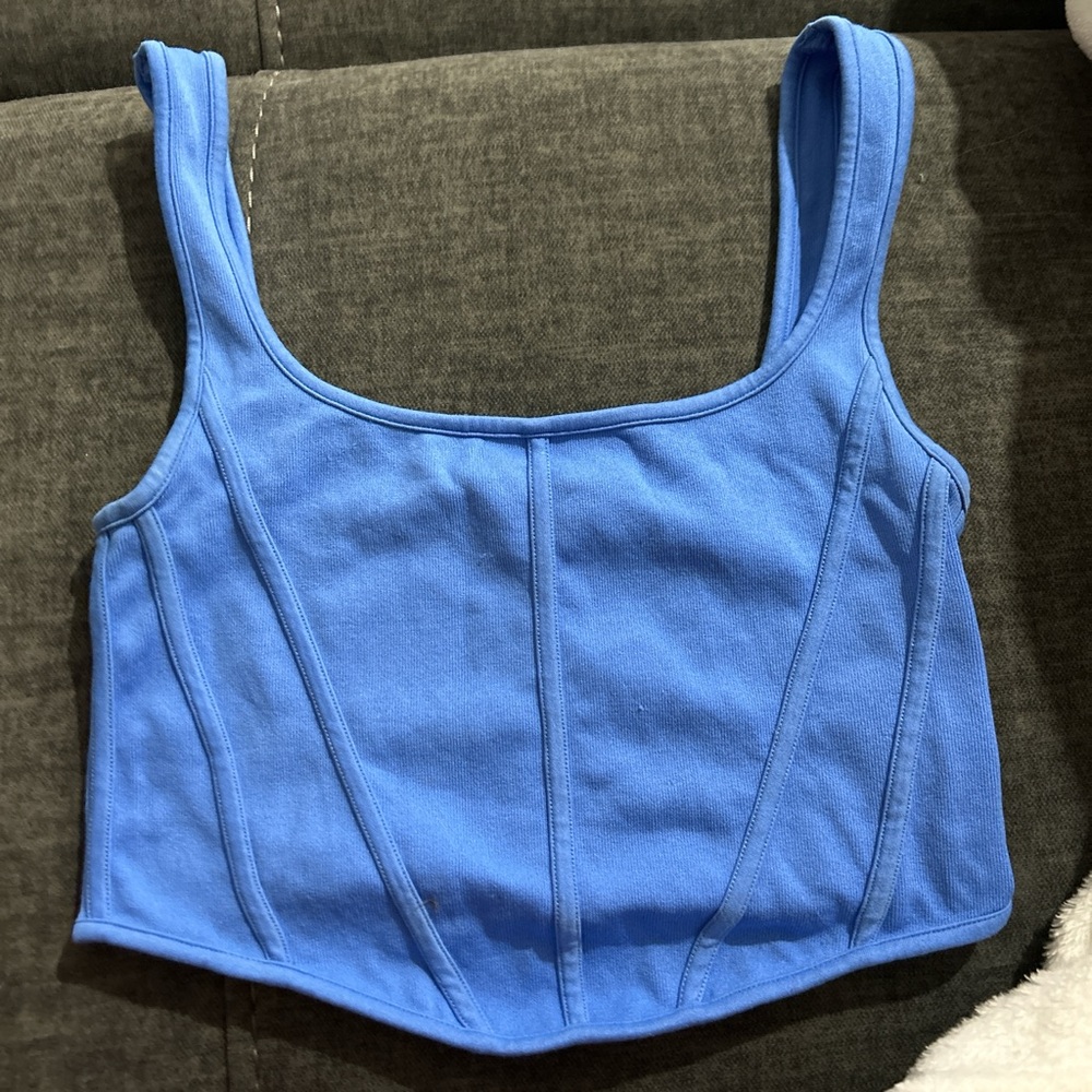 Fun Tween Soft Stretch Blue  Corset Style Crop Top